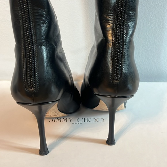 Jimmy Choi Black Kid Leather Knee High Boots - Picture 4 of 7